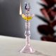 Borosilicate Pink Glass Oil Lamp with Peacock Figurine
